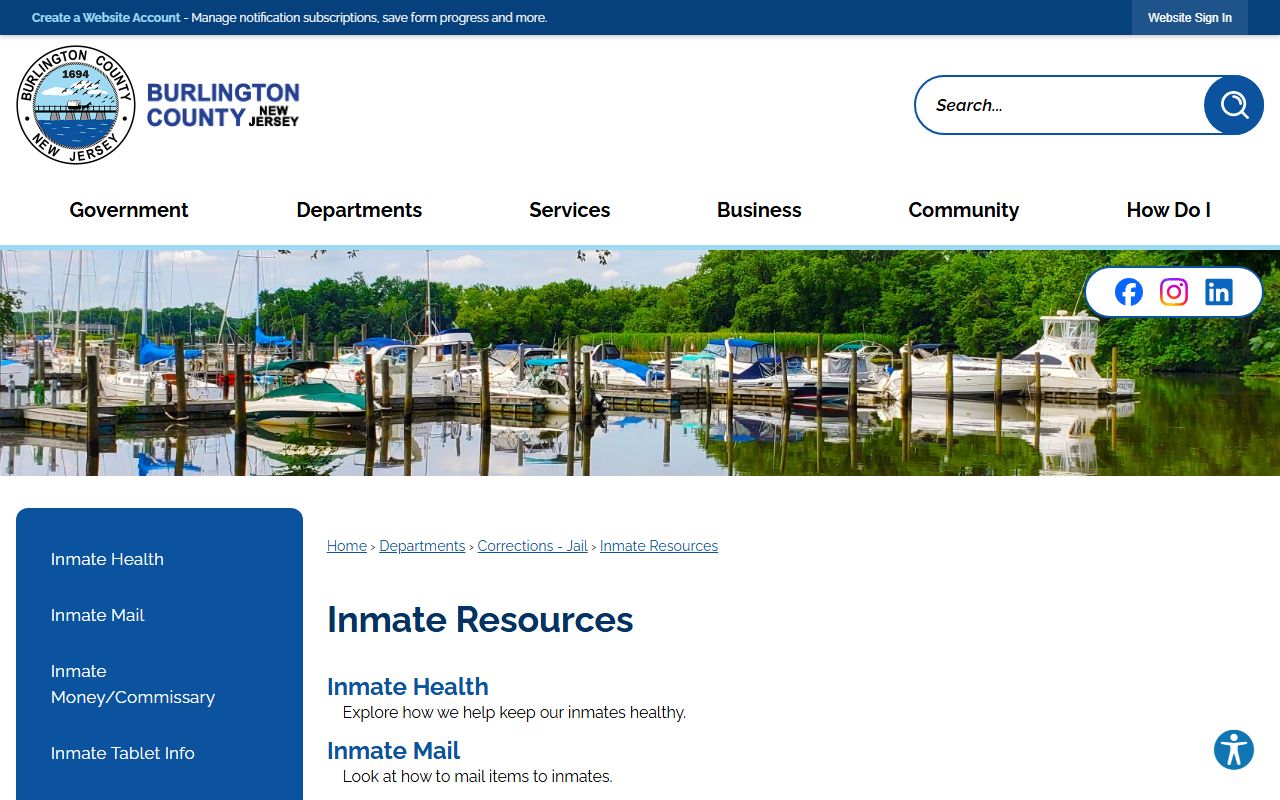 Burlington County inmate resources hub for local jail services