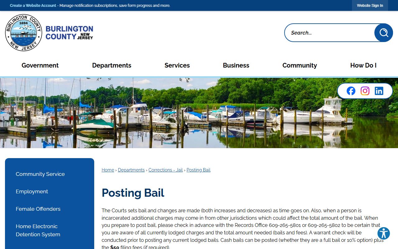 Burlington County court records after arrest bail posting source