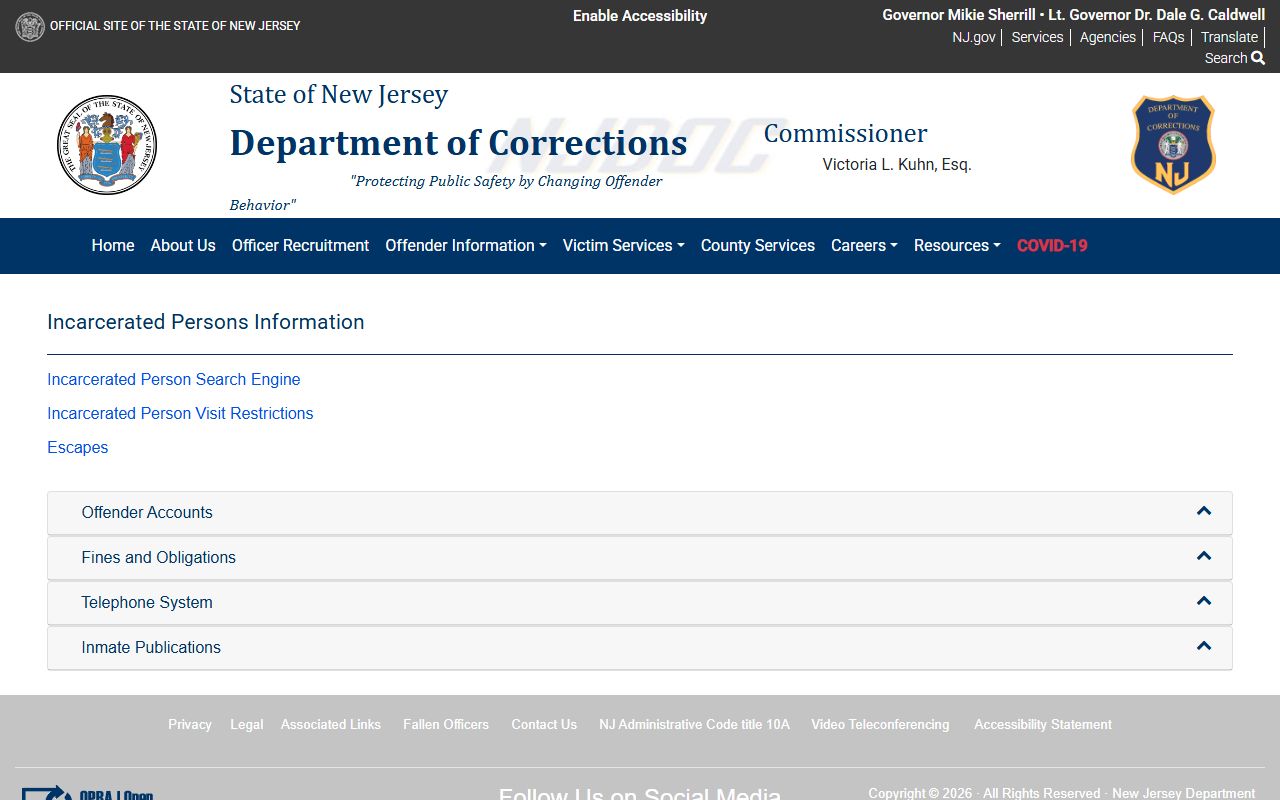 NJDOC offender information for Mid-State Correctional Facility inmate lookup