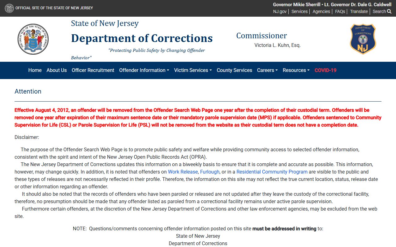 NJDOC offender search for Garden State Youth Correctional Facility inmate lookup